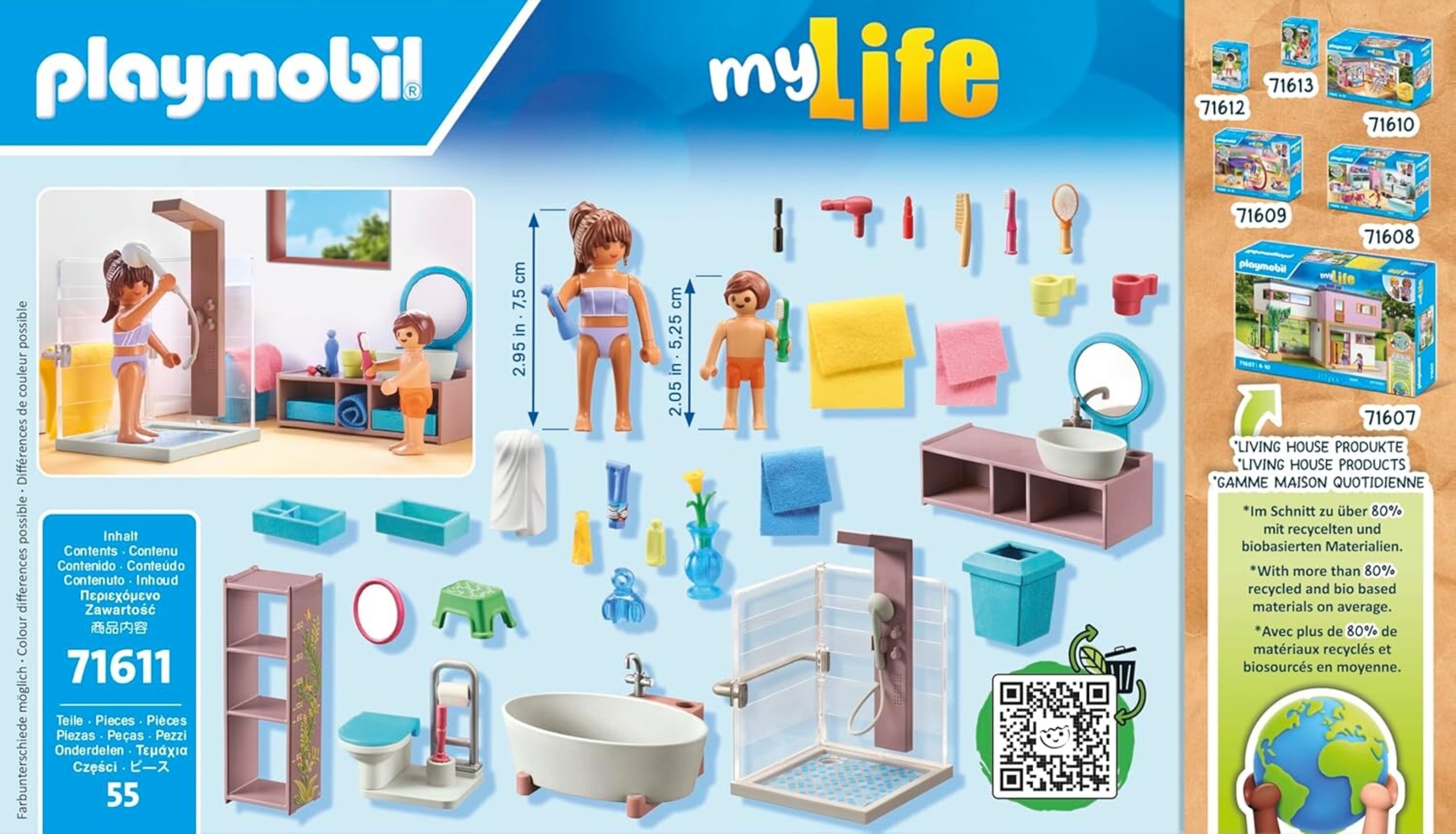 PLAYMOBIL myLife 71611 Baño, Incluye Dos Figuras y numerosos Accesorios, Hechos - 5