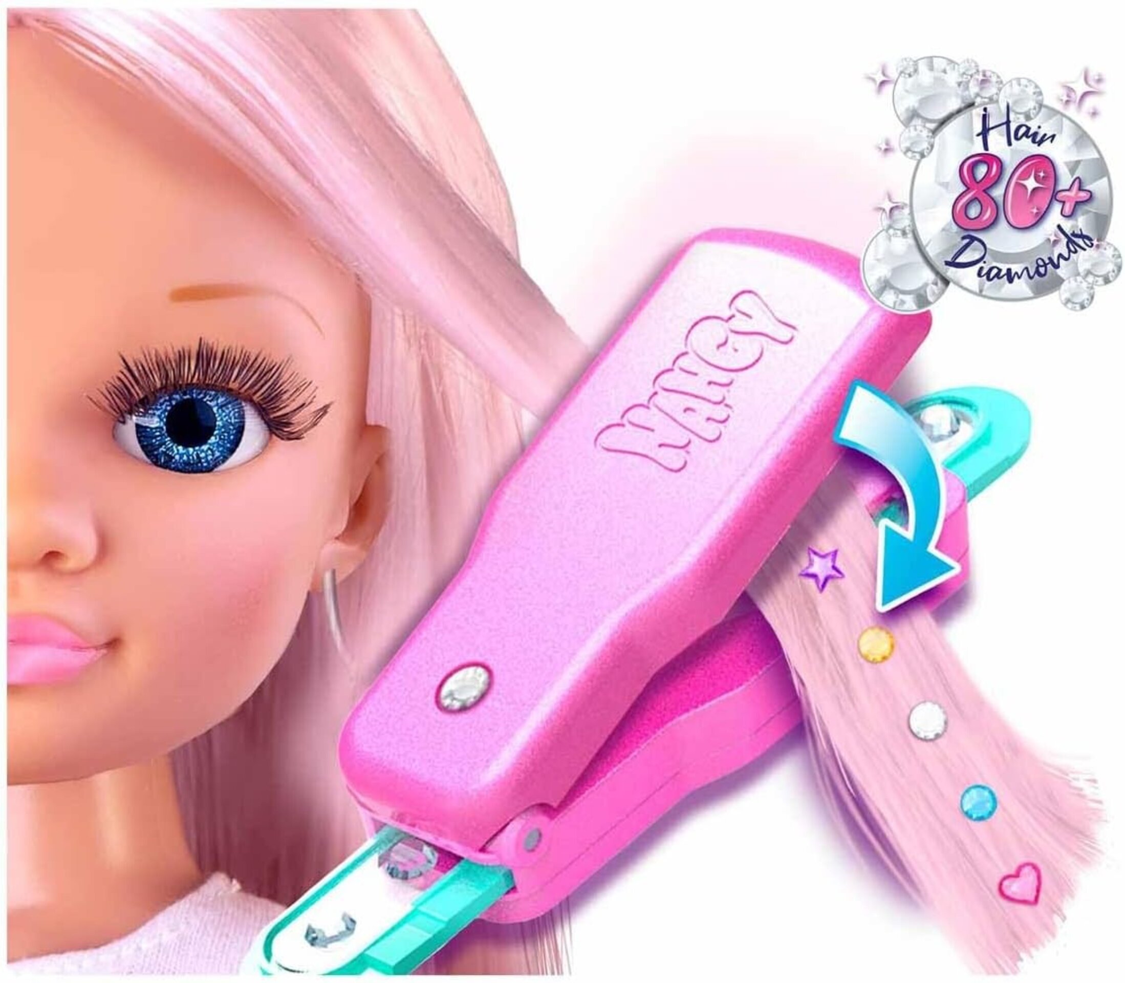 Nancy - Un día de Look Brillante, muñeca de Pelo Rosa, Juego para peinar y Decor - 5