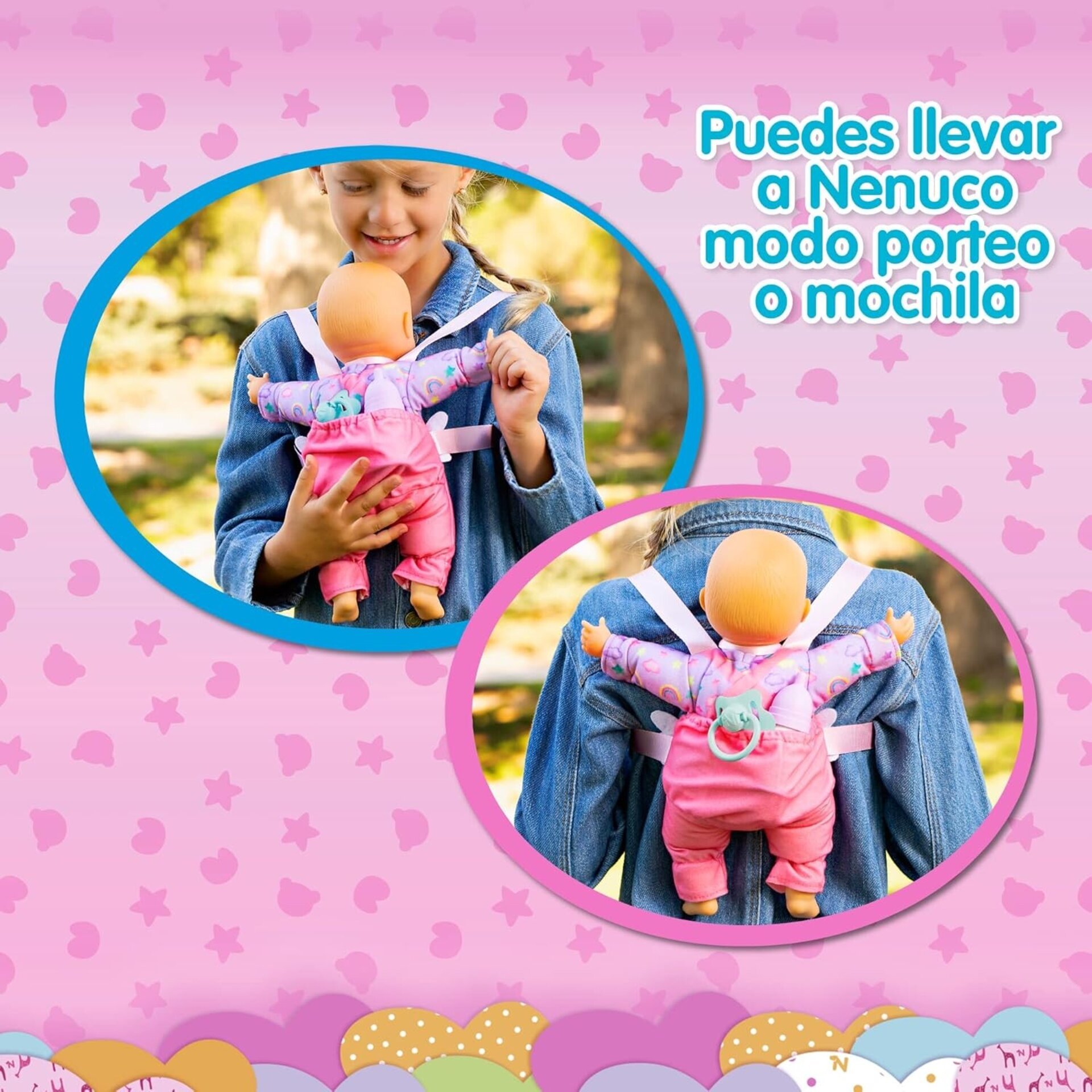 NENUCO, Damos un Paseo, muñeco bebé 35 cm de Cuerpo blandito, Accesorios y Mochi - 3