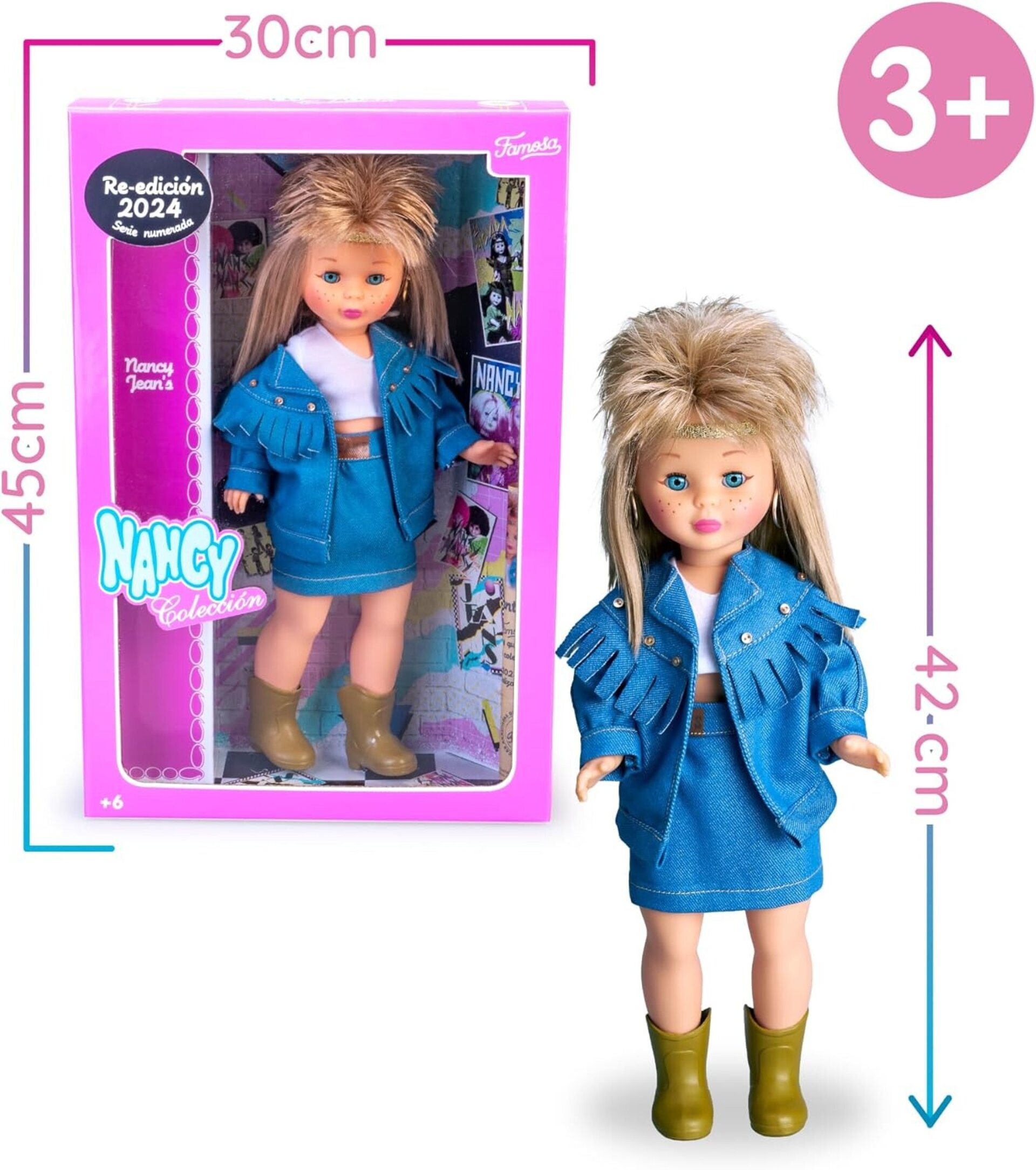 Nancy Colección Jean's, Muñeca Rubia Reedición de 1989 con Conjunto Vaquero y Bo - 7